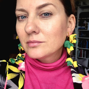 klipsy zielone kwiaty leciutkie