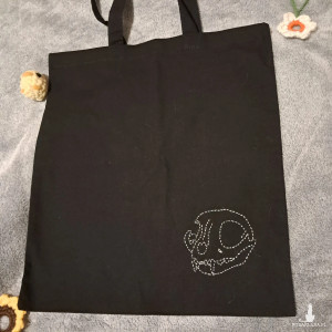 torba z wyszytym kotem czarna