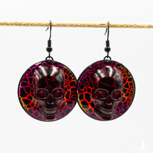 Kolczyki gotyckie serce z różą 043