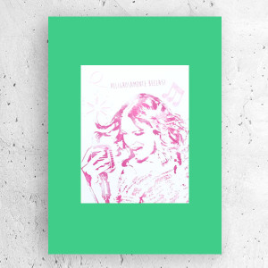 dziewczyna plakat na ścianę, nowoczesny plakat A4, fajne plakaty do domu, różowo zielony plakat z dziewczyną, Violetta plakat A4, plakat z Violettą, mały plakat do pokoju nastolatki