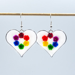 Kolczyki tęczowe pride z żywicy 036