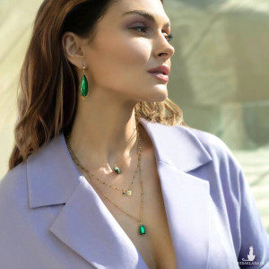 Unikatowe Zielone Kolczyki Łezki Malachity RETRO CHIC