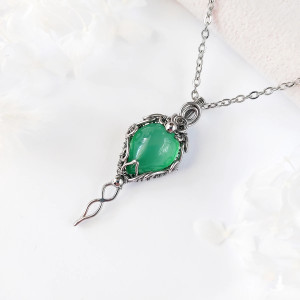 Naszyjnik Agat Zielony 'Legolas' stal chirurgiczna wisiorek handmade