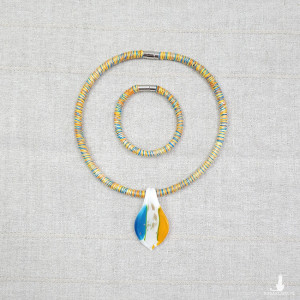 6346 naszyjnik plus bransoletka; komplet biżuterii; szkło weneckie.