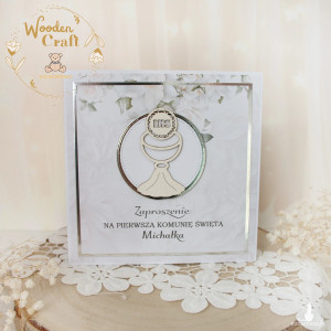 Zaproszenia na Pierwszą Komunię, komunijne "Beige Flowers"