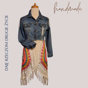 Kurtka jeansowa handmade # upcycledclothes super boho