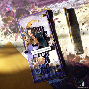 Fioletowa kartka z kotem