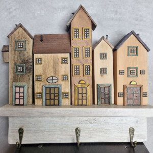 Wieszak - drewniane domki - na klucze i inne drobiazgi 13