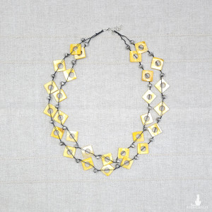 6116 żółty, szary naszyjnik