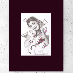 dziewczyna plakat A4, czarno biały plakat 21x30, Violetta plakat na ścianę, plakat z dziewczyną, plakat z Violettą, nowoczesne plakaty, fajne plakaty do domu, czarno szary plakat, mały plakat