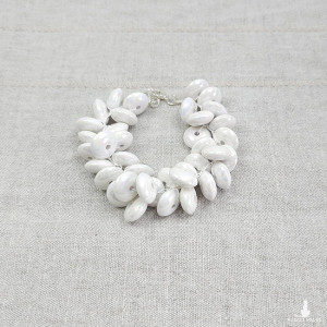 6372 biała, błyszcząca bransoletka; akrylowa bransoletka