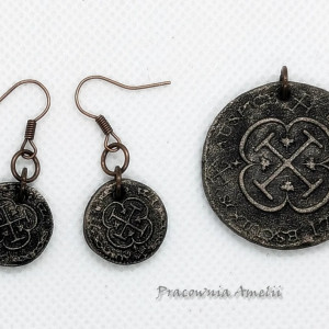 polymer clay monetki komplet jasne złoto