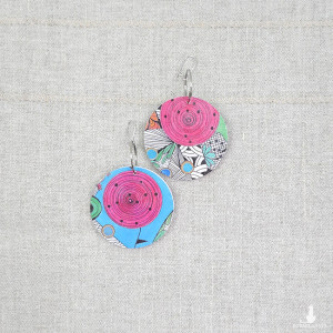 6480 kolorowe, niepowtarzalne, duże, dwustronne kolczyki; 4 w 1;