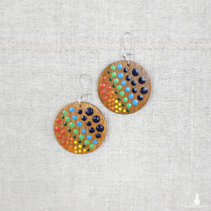 6524 brązowe, kolorowe, ręcznie malowane kolczyki