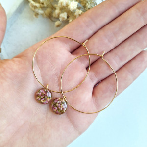 Kolczyki koła z kwiatami wrzosa