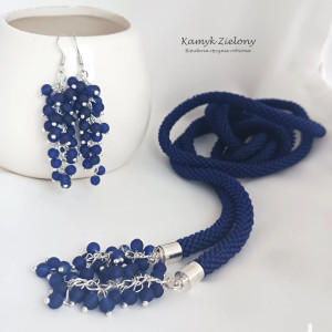 Komplet lariat i kolczyki "gronka"