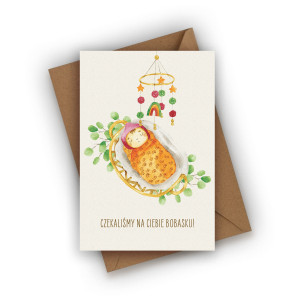 Kartka z okazji narodzin dziecka- Czekaliśmy na Ciebie bobasku!