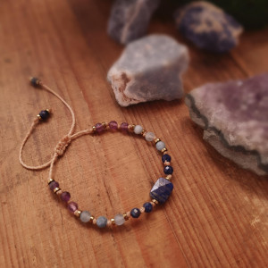 Bransoletka ✦ Lapis Lazuli, Akwamaryn, Ametyst