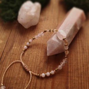 Bransoletka ✦ Kwarc Różowy, Cytryn, Opal