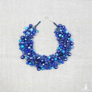 6651 granatowo-niebieski naszyjnik, kolia