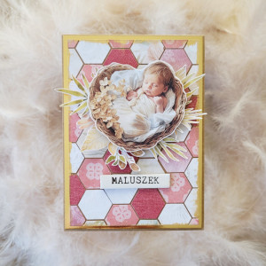 Ręcznie robiona kartka gratulacja z okazji narodzin dziecka