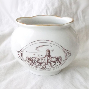 vintage wazonik z pejzażem, Zagórze Śląskie wazonik, zamek Grodno wazonik, ładny wazonik z krajobrazem, mały wazonik prl, prl cearmika, prl naczynia