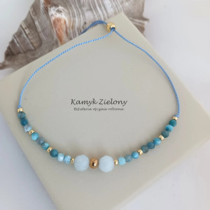 Bransoletka z kamieni naturalnych - akwamaryn, apatyt, chalcedonit