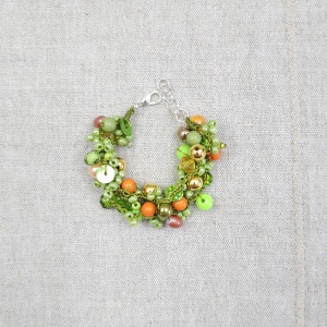 6654 zielona, pomarańczowa, złota bransoletka