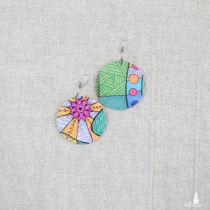 6482 kolorowe, niepowtarzalne, duże, dwustronne kolczyki; 4 w 1;