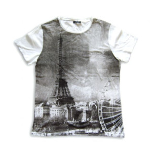 Paryż koszulka rozmiar L, bawełniana koszulka z nadrukiem, koszulka z Paryżem, t-shirt L, biało czarna koszulka z bawełny, nowa koszulka z miastem, fajna koszulka boho