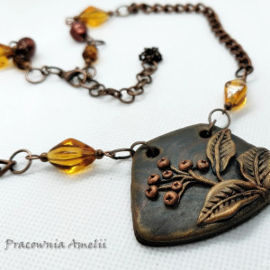 polymer clay jarzębina wisior na łańcuszku