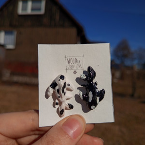 Zestaw przypinek w kształcie karpi koi yin yang wykonana z glinki polimerowej, ręcznie malowana