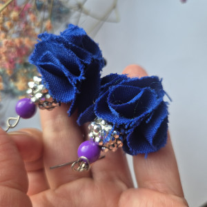 Kolczyki granatowo-fioletowe kwiaty