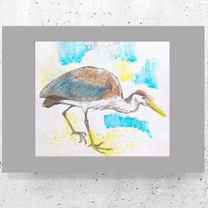 retro plakat A4, ptaszek plakat do sypialni, obrazek z ptaszkiem, ptaszek obrazek 21x30, obrazek z żurawiem, żuraw plakat, żuraw obrazek, ptaki plakaty do domu, zwierzęta plakaty A4