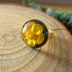 Duzy pierścionek z jaskrem, jaskier żywica epoksydowa