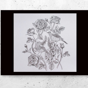 czarno biały plakat A4, ptaszki plakat 21x30, biało czarny plakat z ptaszkami, plakat z kwiatami, plakat z różami, obrazek w stylu retro, plakat w stylu vintage, hygge posters a4,  scandi