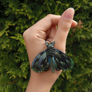 Naszyjnik nocnej ćmy z kwarcem tytanowym , idealny na prezent, magia fantasty