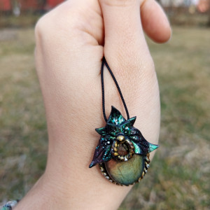 Naszyjnik runo leśne z labradorytem, idealny na prezent, magia fantasy