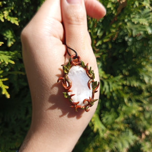 Leśny naszyjnik z agatem, idealny na prezent, magia fantasy, fairycore, goblincore