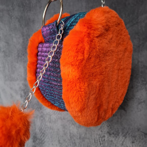 Torebka na ramię, okrągła, intensywnie pomarańczowa