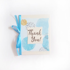 niebieskie podziękowania, dziękuję kartka, kartka thank you, kartki z podziękowaniem, kartki podziękowania, podziękowanie karnety,  pastelowe podziękowania, fajne kartki na różne okazje