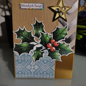 Ręcznie robiona kartka świąteczna – "Wesołych Świąt"