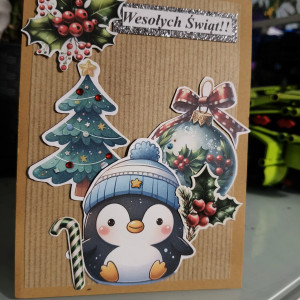 Ręcznie robiona kartka świąteczna – "Wesołych Świąt"