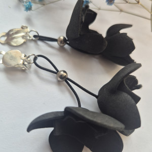 Klipsy czarne tulipany