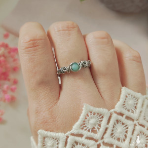 Pierścionek Amazonit regulowany stal chirurgiczna handmade