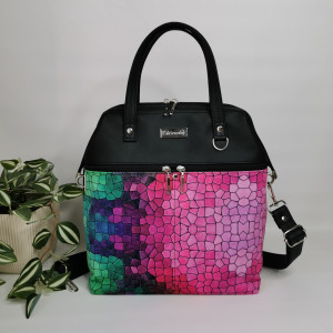 Duża torebka damska handmade kuferek - mozaika