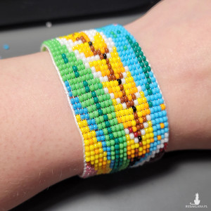 Bransoletka "Zboże" z koralików szklanych Preciosa z regulowanym zapięciem