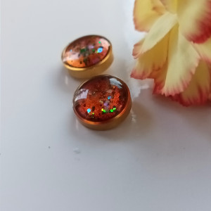 Pomarańczowe kolczyki brokat stalowa biżuteria