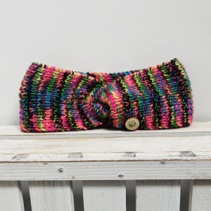 Neonowa ciepła opaska na głowę uszy zamiast czapki ręcznie robiona