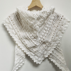 Biała ozdobna chusta ślubna Allyana ręcznie robiona